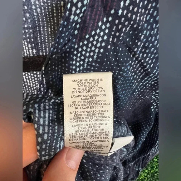 ANTHROPOLOGIE CLOTH & STONE BOHO FLOWY BLUE DOTTED HERRINGBONE BLOUSE - Size XS - Picture 8 of 8